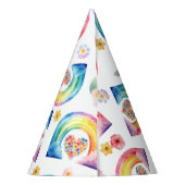 Waterverf Rainbow Floral verjaardagsfeest Pet Feesthoedjes (Achterkant)