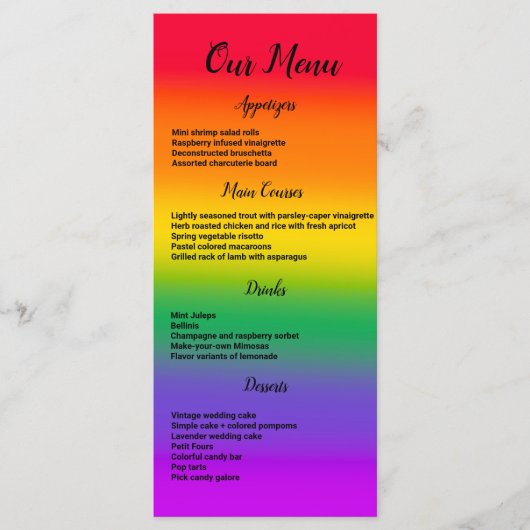 Waterverf Rainbow Gay Pride Menu (Voorkant)