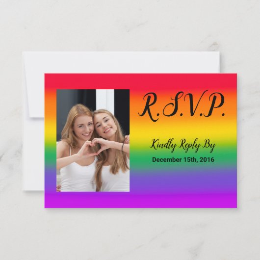 Waterverf Rainbow Gay Pride QR Code RSVP Card Kaart (Voorkant)