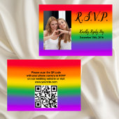 Waterverf Rainbow Gay Pride QR Code RSVP Card Kaart