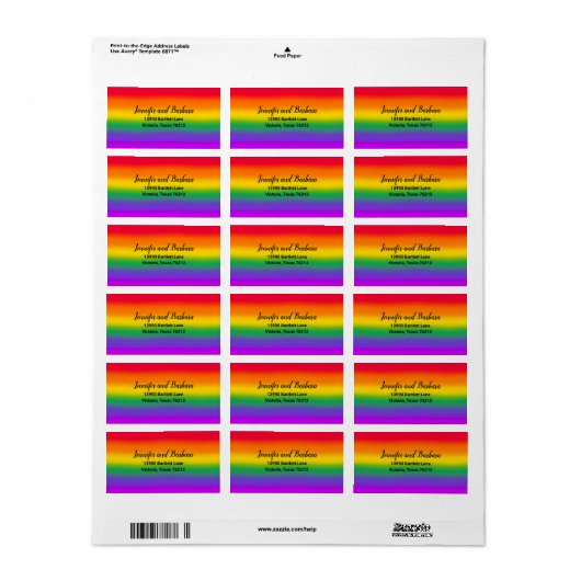 Waterverf Rainbow Gay Pride Retouradres Etiket (Full Sheet)