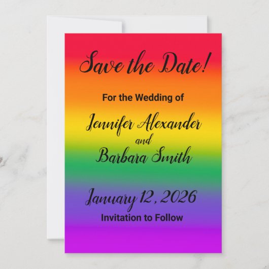 Waterverf Rainbow Gay Pride Save the Date Kaart (Voorkant)