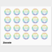 Waterverf Rainbow Gold Glitter Love Heart Ronde Sticker (Vel)
