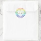 Waterverf Rainbow Gold Glitter Love Heart Ronde Sticker (Tas)