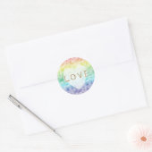 Waterverf Rainbow Gold Glitter Love Heart Ronde Sticker (Envelop)