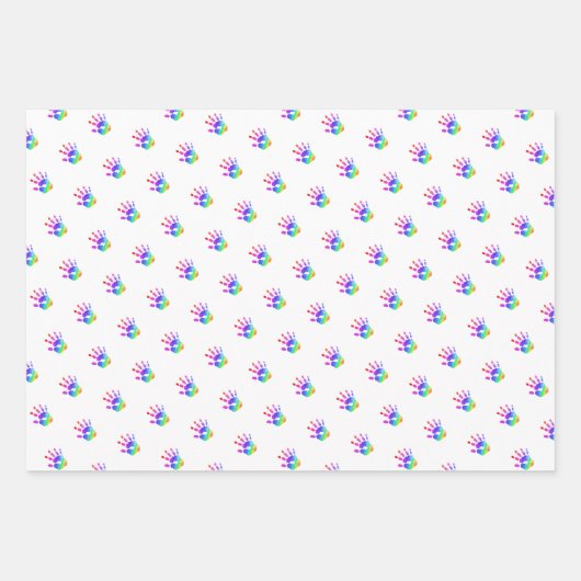 Waterverf Rainbow Handprint Patroon Kleurrijke Ple Inpakpapier Vel (Voorkant 2)