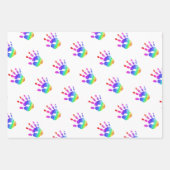 Waterverf Rainbow Handprint Patroon Kleurrijke Ple Inpakpapier Vel (Voorkant)