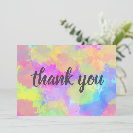 Waterverf Rainbow Hartelijk dank Kaart (Staand voorkant)
