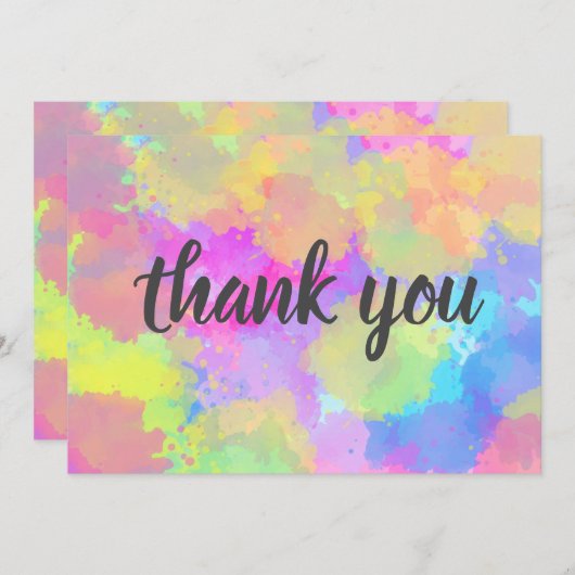 Waterverf Rainbow Hartelijk dank Kaart (Voorkant / Achterkant)