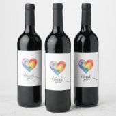 Waterverf Rainbow Heart Bedankt Cadeaulabel Wijn Etiket (Flessen)