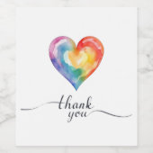 Waterverf Rainbow Heart Bedankt Cadeaulabel Wijn Etiket (Enkel label)