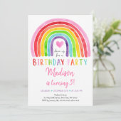 Waterverf Rainbow Heart Birthday Kaart (Staand voorkant)