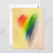 Waterverf Rainbow Heart Briefkaart (Voorkant / Achterkant)