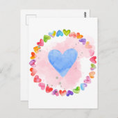 Waterverf Rainbow Heart Kaart (Voorkant / Achterkant)