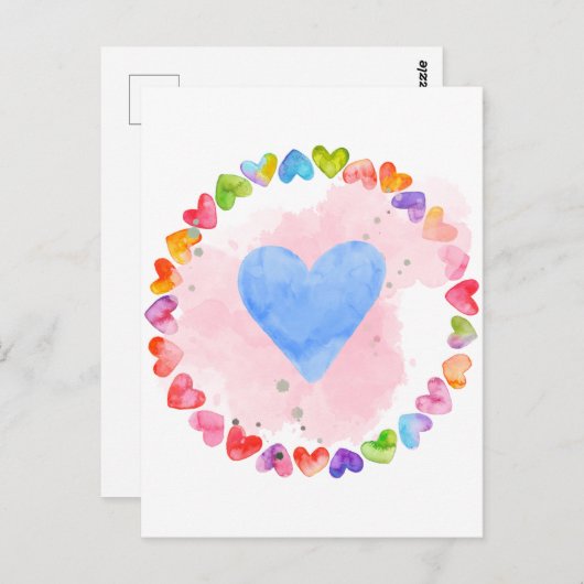 Waterverf Rainbow Heart Kaart (Voorkant / Achterkant)