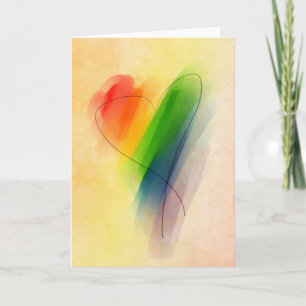 Waterverf Rainbow Heart Kaart