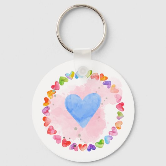 Waterverf Rainbow Heart Keychain (Voorkant)