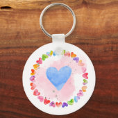 Waterverf Rainbow Heart Keychain (Voorkant)