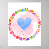 Waterverf Rainbow Heart Poster (Voorkant)