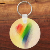 Waterverf Rainbow Heart Sleutelhanger (Voorkant)