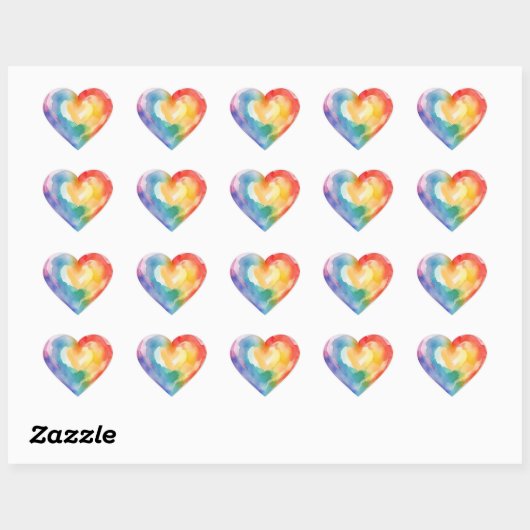 Waterverf Rainbow Heart Sticker (Vel)