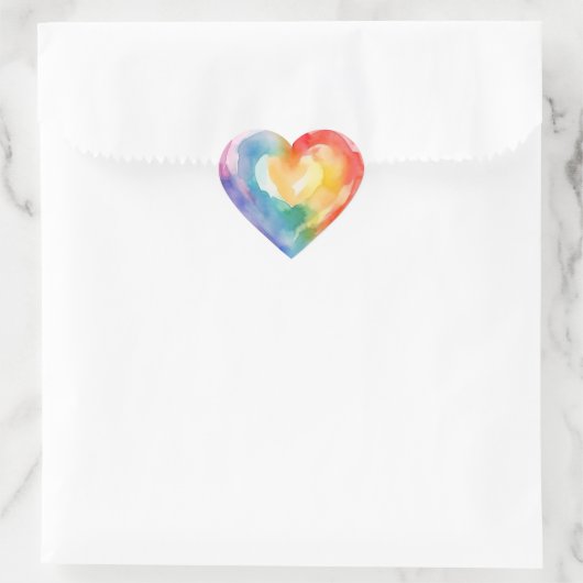 Waterverf Rainbow Heart Sticker (Tas)