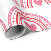 Waterverf Rainbow Hearts Roze Cadeaupapier (Rol Hoek)