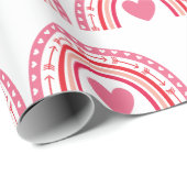 Waterverf Rainbow Hearts Roze Cadeaupapier (Rol Hoek)