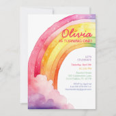Waterverf Rainbow Kids Verjaardagsfeestje Uitnodig Kaart (Voorkant)