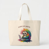 Waterverf Rainbow Leuke luiaard computergebruik Grote Tote Bag (Voorkant)