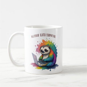 Waterverf Rainbow Leuke luiaard computergebruik Koffiemok
