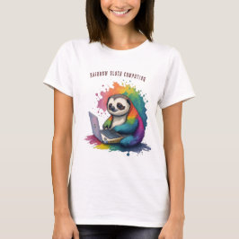 Waterverf Rainbow Leuke luiaard computergebruik T-shirt