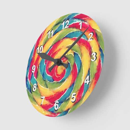 Waterverf Rainbow Lollipop Ronde Klok (Hoek)