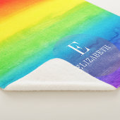 Waterverf Rainbow Monogram Aangepast Sherpa Deken (3/4)
