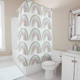 Waterverf Rainbow Muted Colors Boho Chic Shower C Douchegordijn