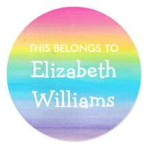 Waterverf Rainbow-naam Etiket stickers