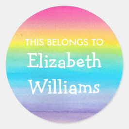 Waterverf Rainbow-naam Etiket stickers