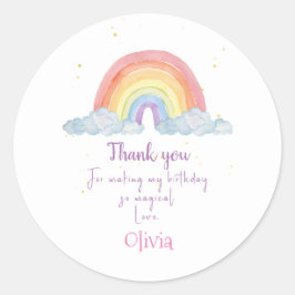 Waterverf Rainbow Party Dank je wel Ronde Sticker