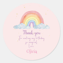 Waterverf Rainbow Party Dank je wel Ronde Sticker