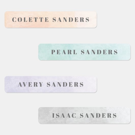 Waterverf Rainbow Pastel Waterdicht Naam Labels (Groep)