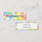 Waterverf Rainbow Pattern Social Media Mini Visitekaartje (Voorkant / Achterkant)