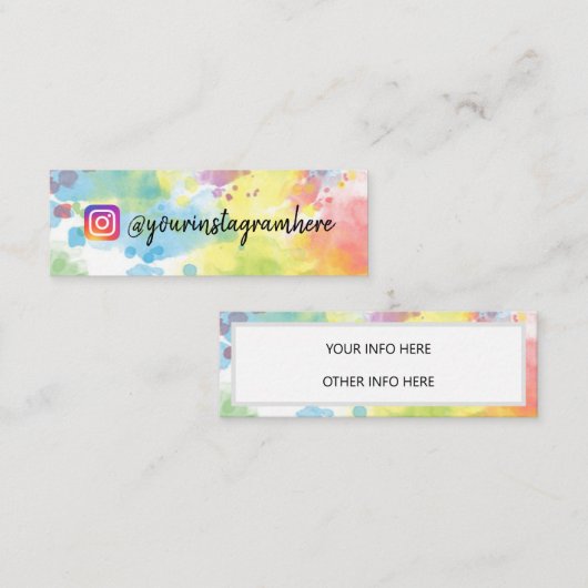 Waterverf Rainbow Pattern Social Media Mini Visitekaartje (Voorkant / Achterkant)