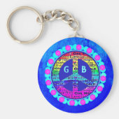 Waterverf Rainbow Peace Sign against Vibrant Blue Sleutelhanger (Voorkant)