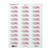 Waterverf Rainbow Roze Return-adres Etiket (Full Sheet)