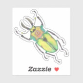 Waterverf Rainbow Stag Beetle Love Bug Sticker (Vel)
