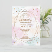 Waterverf Rainbow Stars Modern Party Kaart (Staand voorkant)