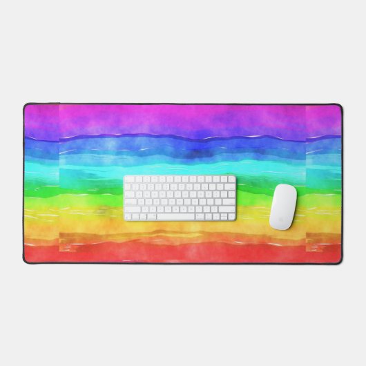Waterverf Rainbow Stripes Design Desk Mat (Keyboard & Muis)