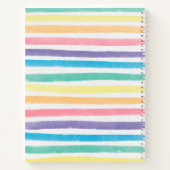 Waterverf Rainbow Stripes Gepersonaliseerde naam Notitieboek (Achterkant)
