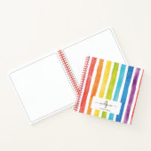 Waterverf Rainbow Stripes Monogram Script Name Notitieboek (Binnen)