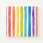 Waterverf Rainbow Stripes Monogram Script Name Notitieboek (Achterkant)